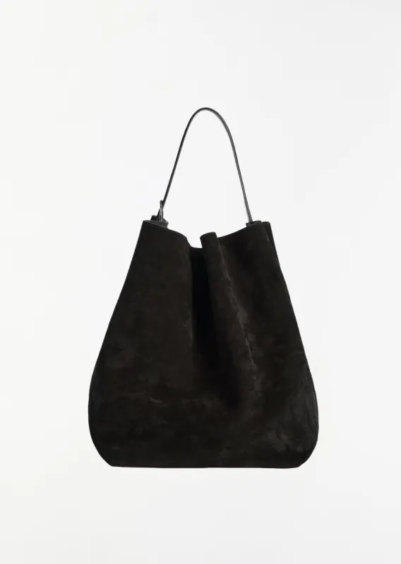Belted Suede Tote — Espresso sold by La Garconne