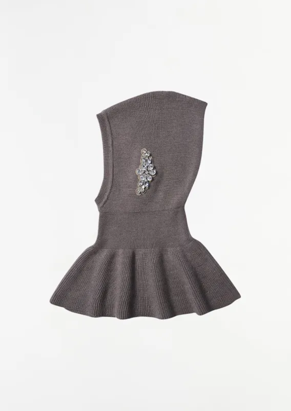 Turbo Embellished Pointed Merino Silk Knit Balaclava — Clay made by Simone Rocha