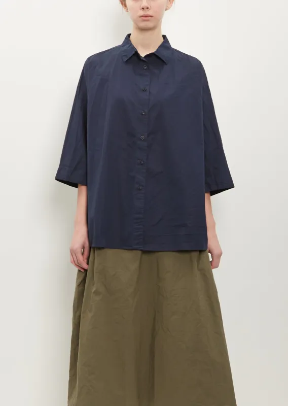 Waga Light Cotton Shirt — Navy sold by La Garconne