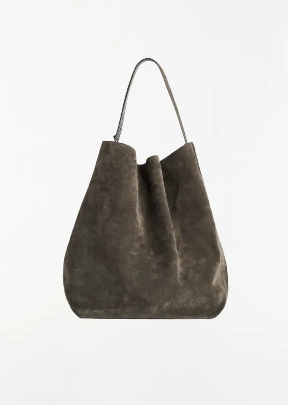 Belted Suede Tote — Granite sold by La Garconne