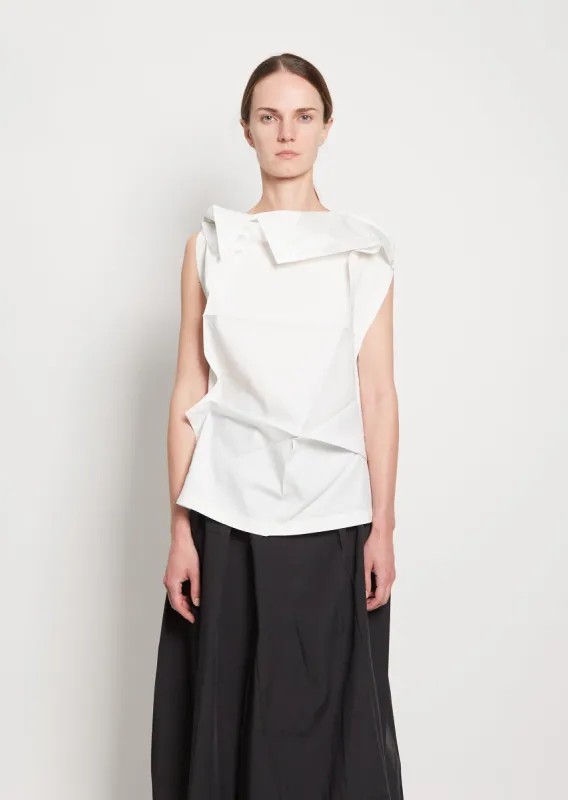 Standard Folds Blouse — White x Silver sold by La Garconne