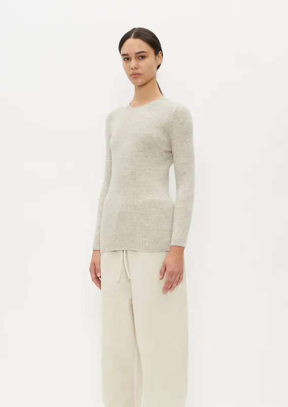 Rib 3/4 Crewneck Sweater sold by La Garconne