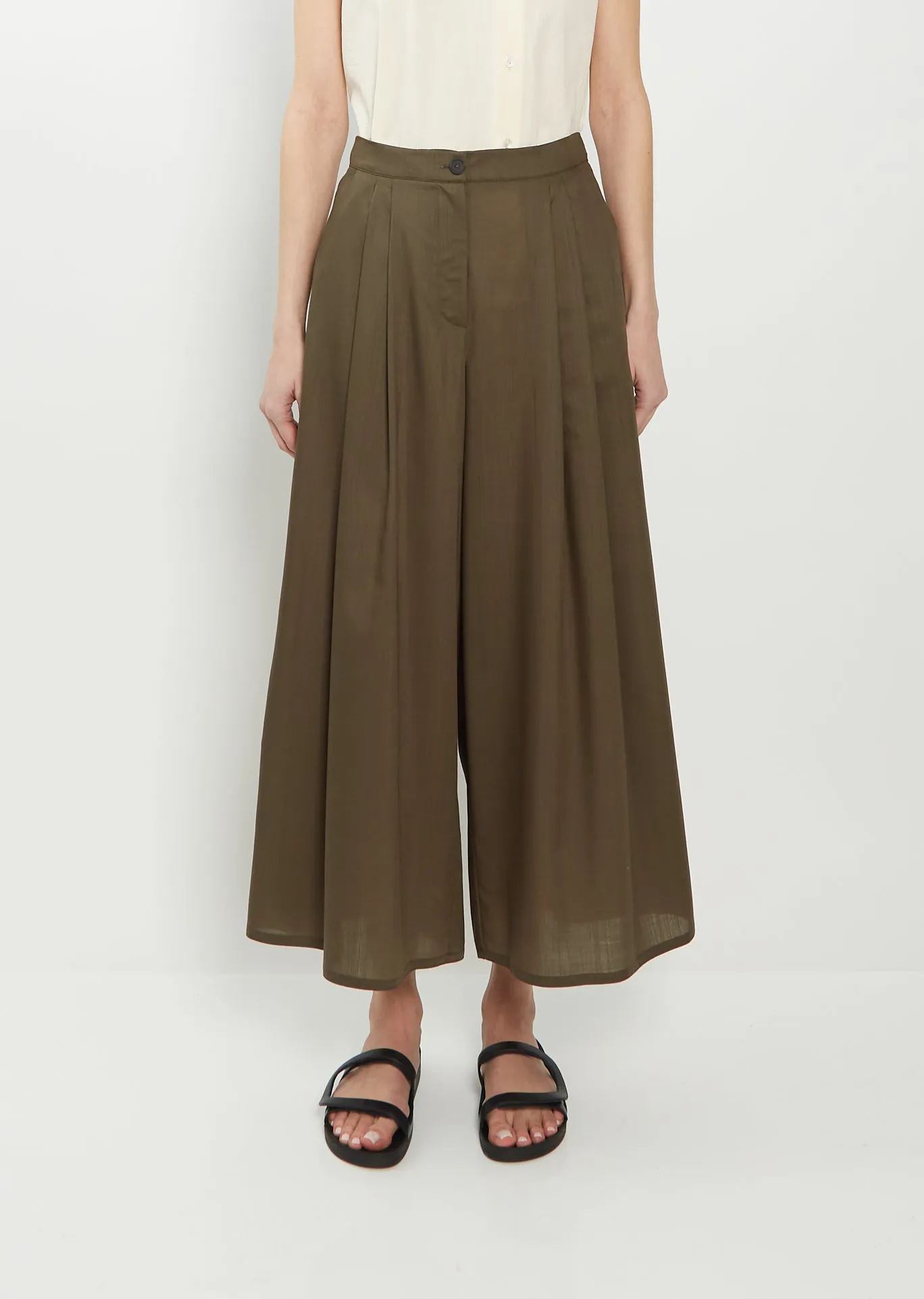 Wide Silk Pants — Military sold by La Garconne product image thumbnail 4