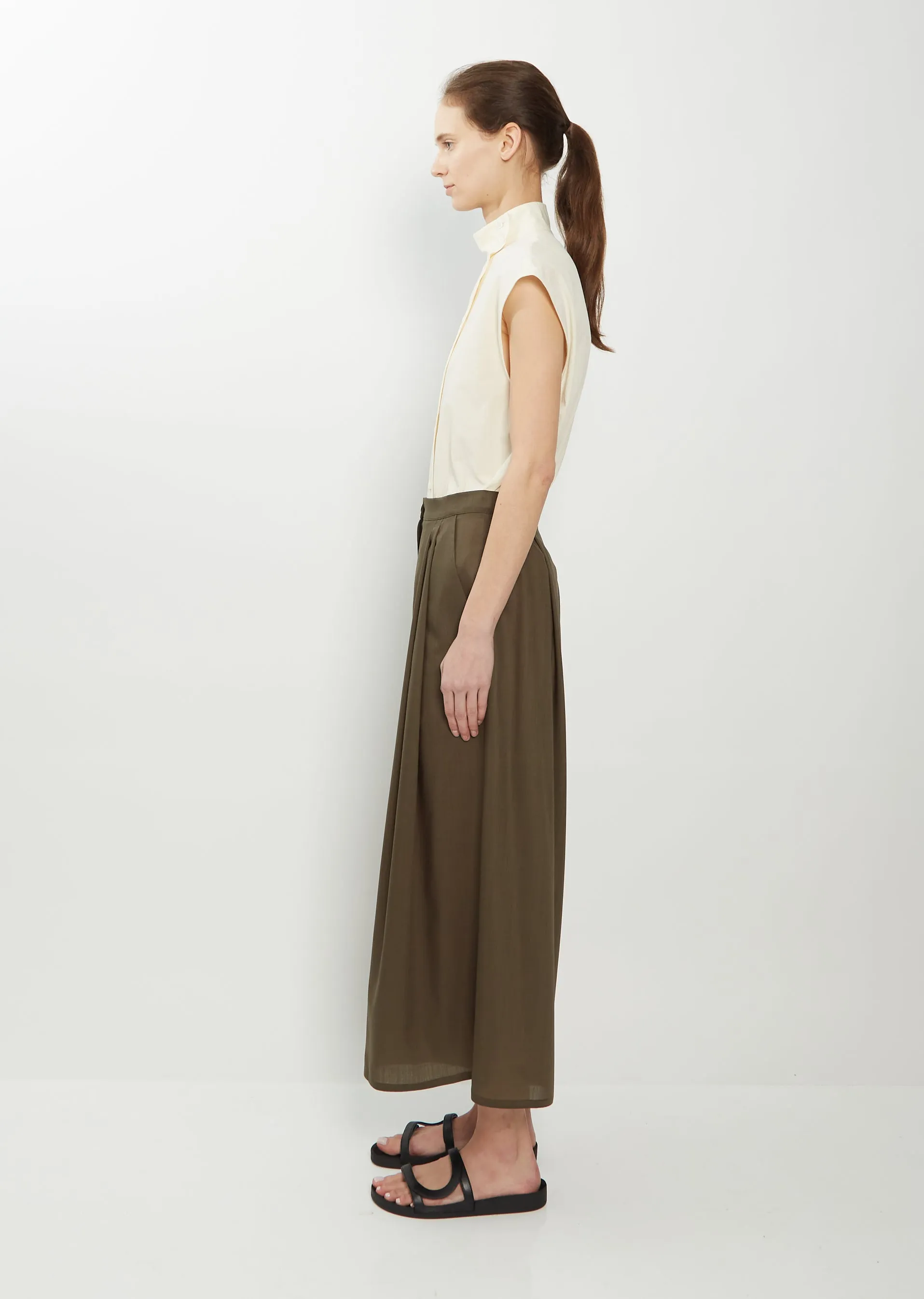 Wide Silk Pants — Military sold by La Garconne product image thumbnail 2
