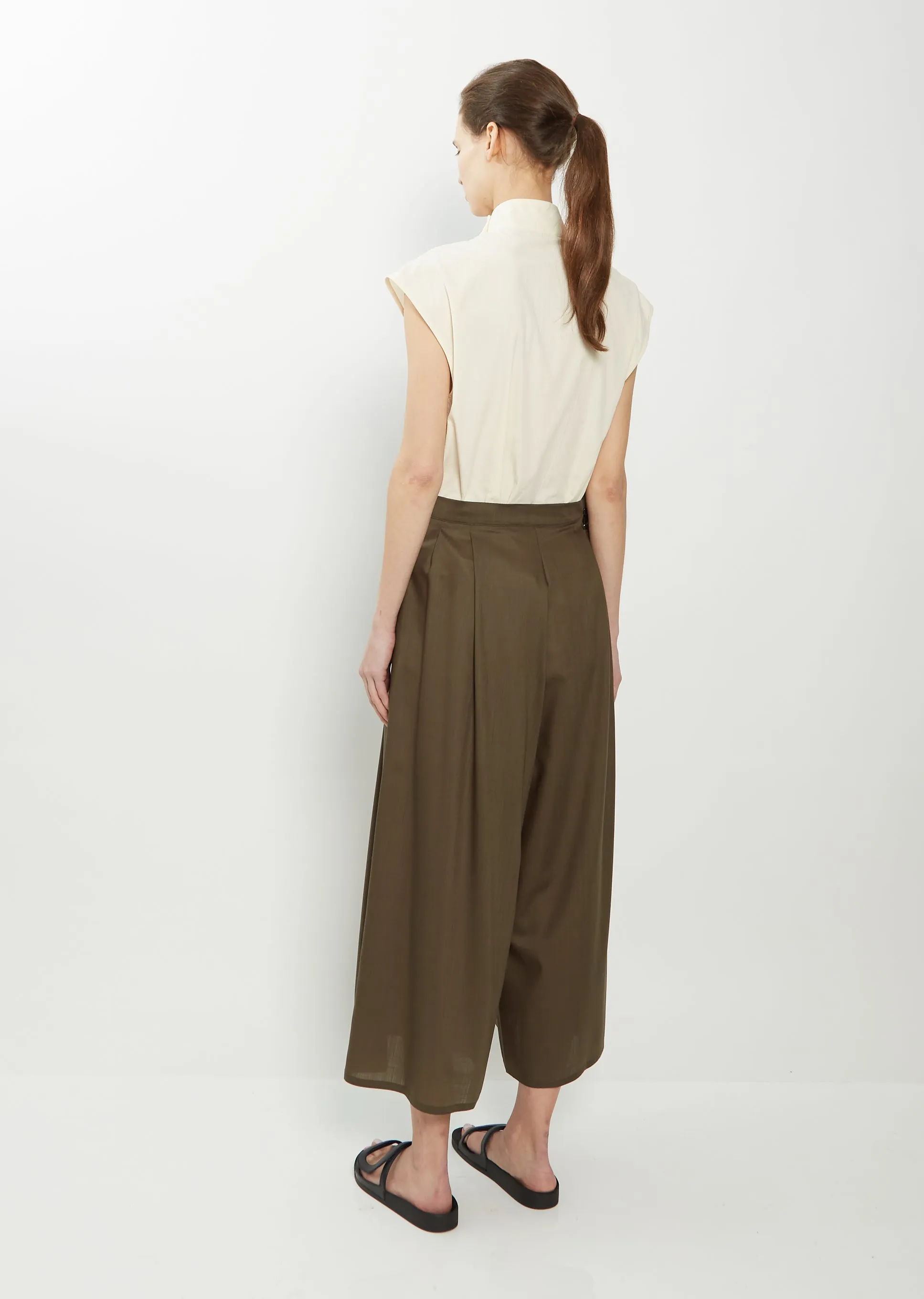 Wide Silk Pants — Military sold by La Garconne product image thumbnail 3