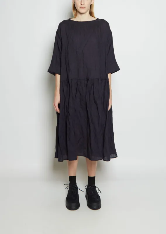 Virgin Wool & Metal Gathered Waist Dress made by La Garconne