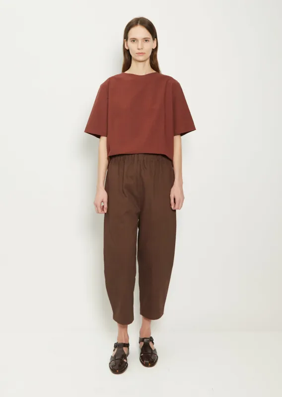 Canvas Pull On Trouser — Black Bean sold by La Garconne