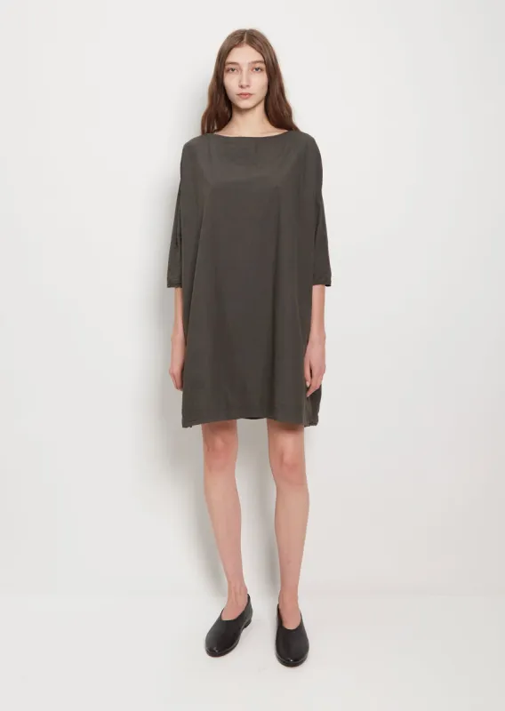 Tissue Cotton Boatneck Dress — Moss sold by La Garconne