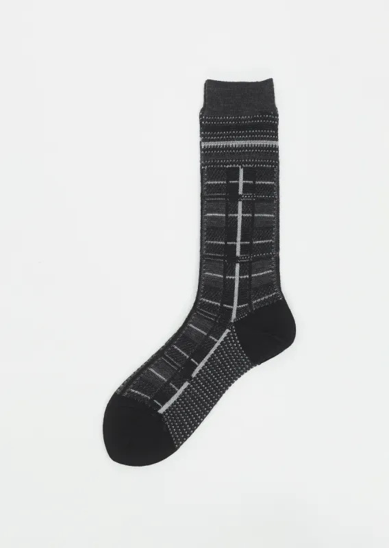 Tartan Check Socks — Charchoal sold by La Garconne