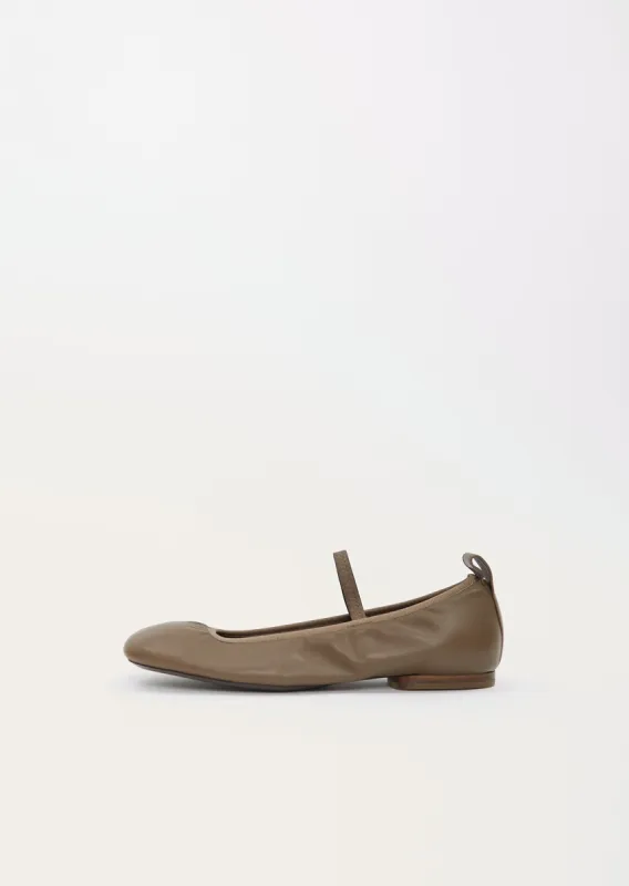 Square Flat Ballerina — Taupe sold by La Garconne