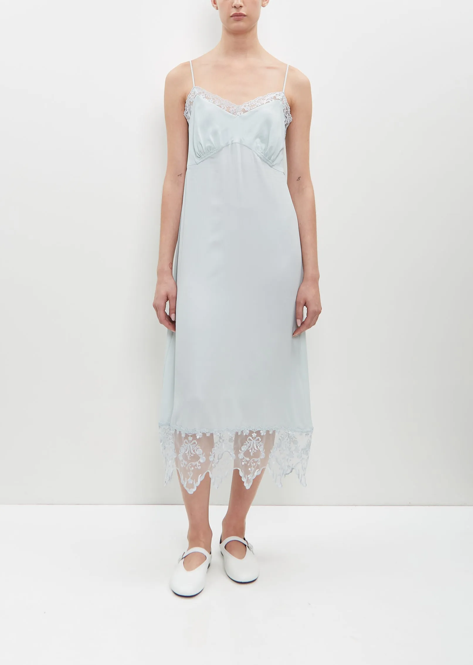 Lace Trim Slip Dress — Duck Egg sold by La Garconne