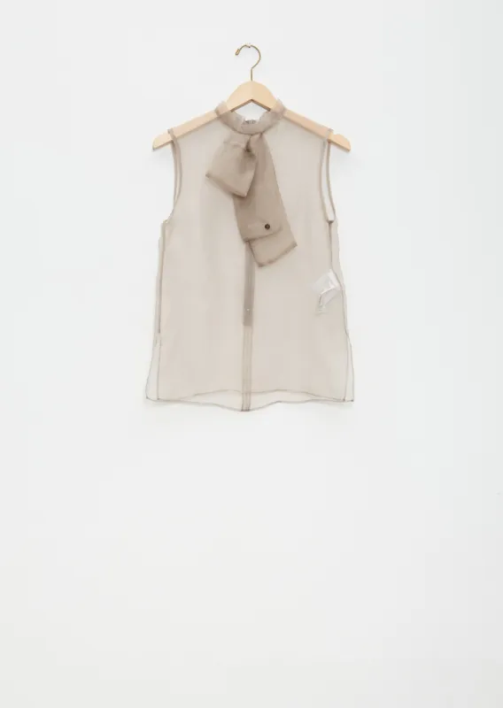 Silk Organdy Pullover Top - Beige made by La Garconne