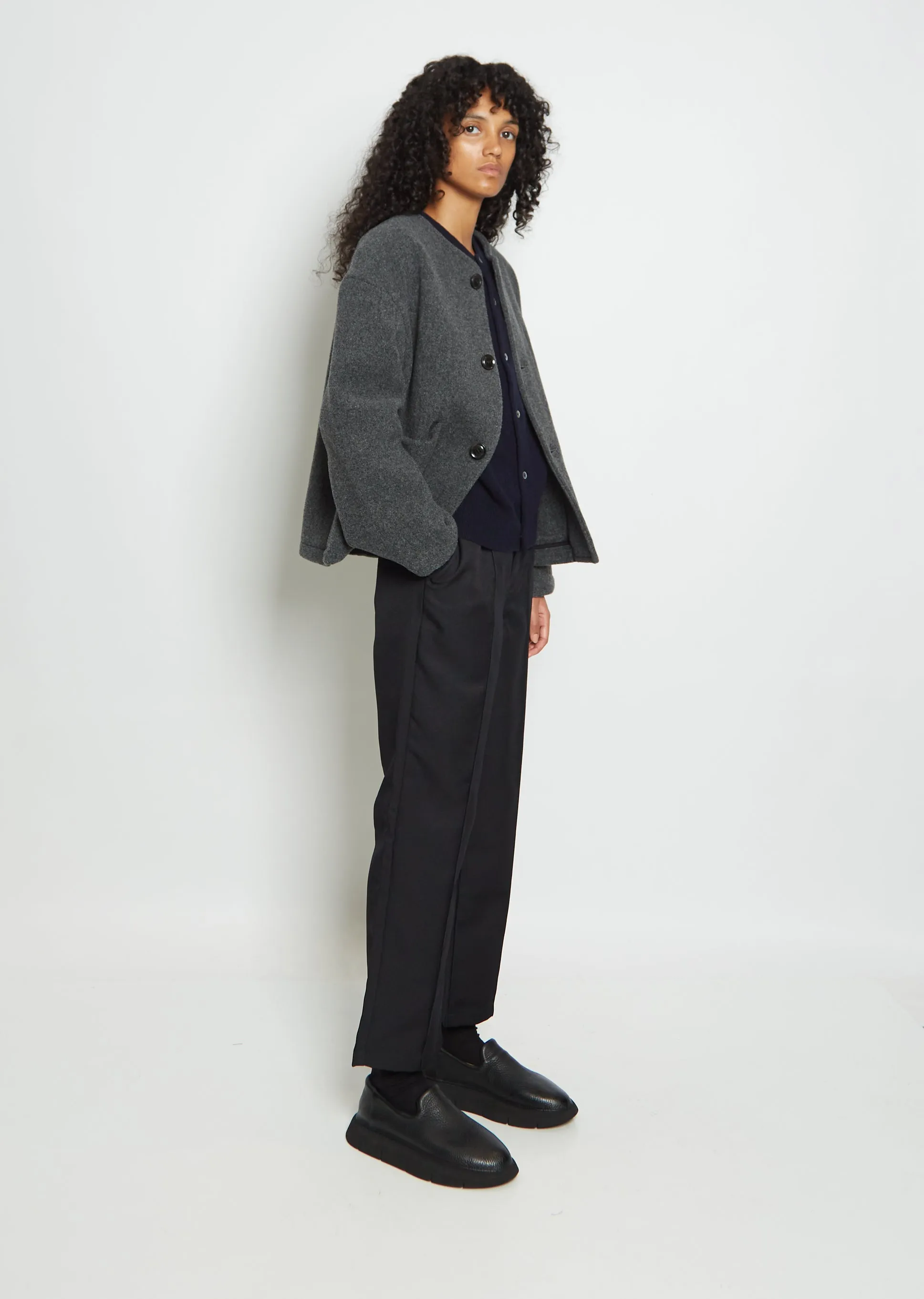 Wool Blend Collarless Jacket — Grey sold by La Garconne product image thumbnail 4