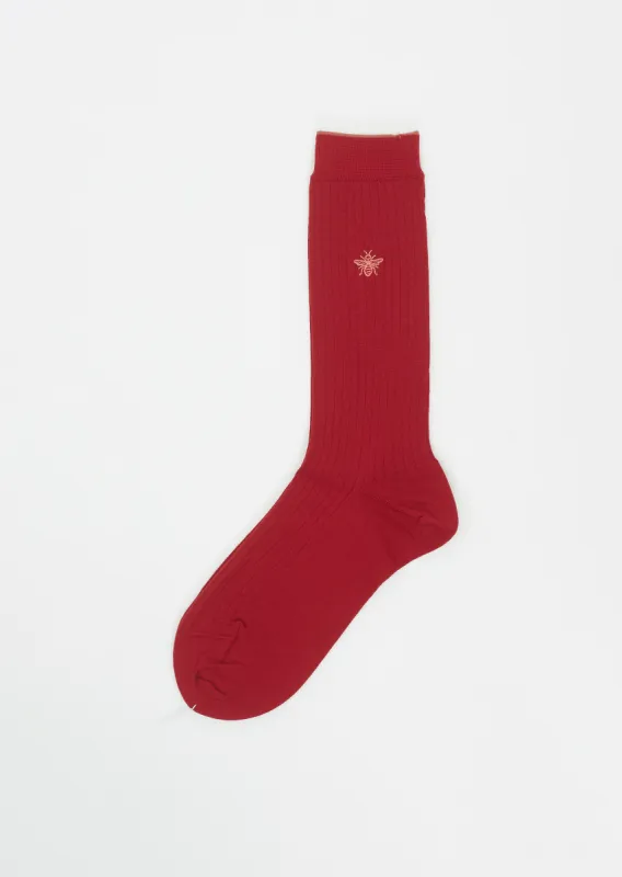 Super Merino + Bee Socks — Red sold by La Garconne