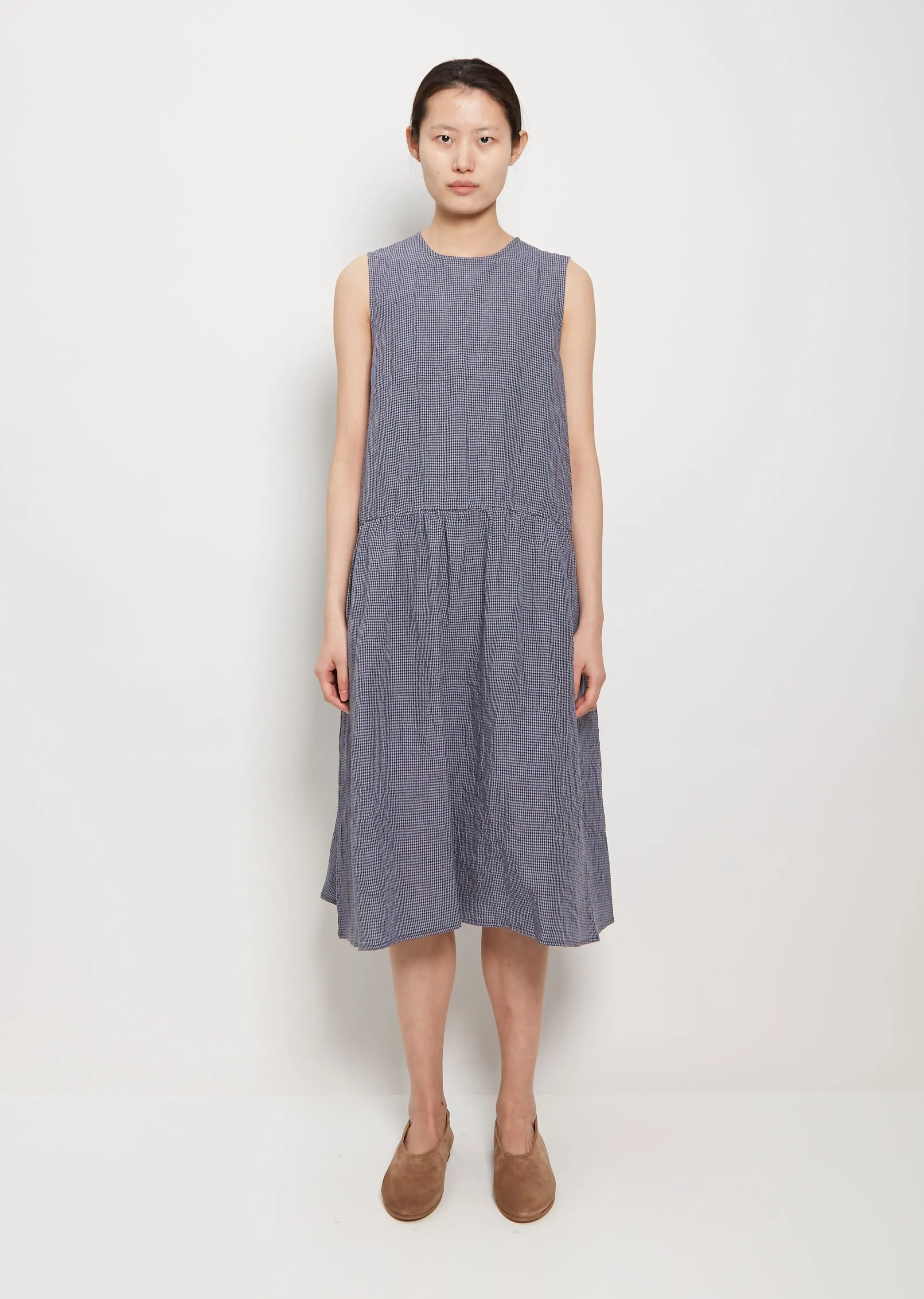 Gathered Skirt Linen Dress sold by La Garconne