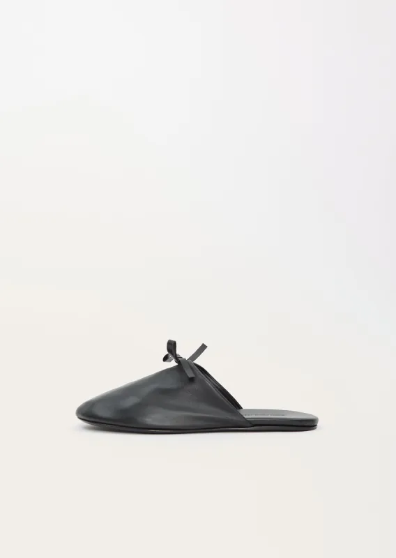 Slipper with Bow — Black sold by La Garconne