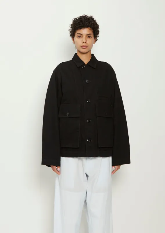 Unisex Boxy Cotton Jacket — Black made by Lemaire