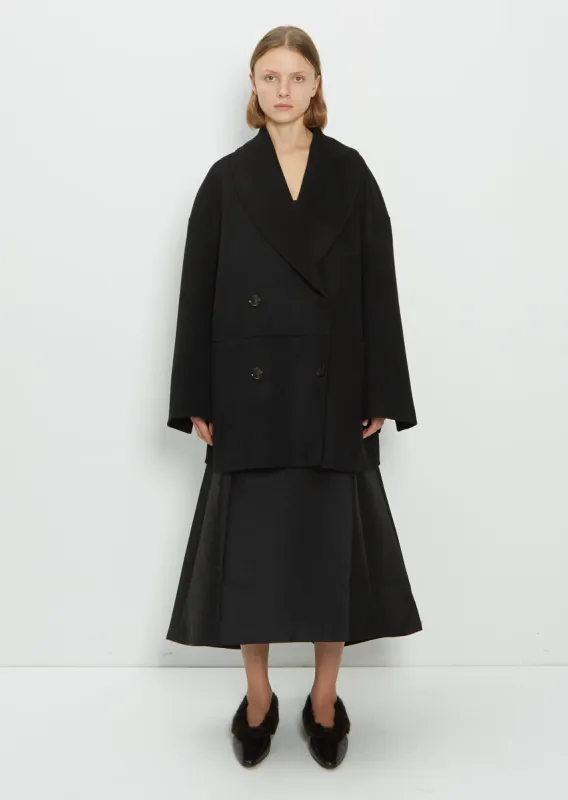 Double Breasted Wool Jacket — Black sold by La Garconne