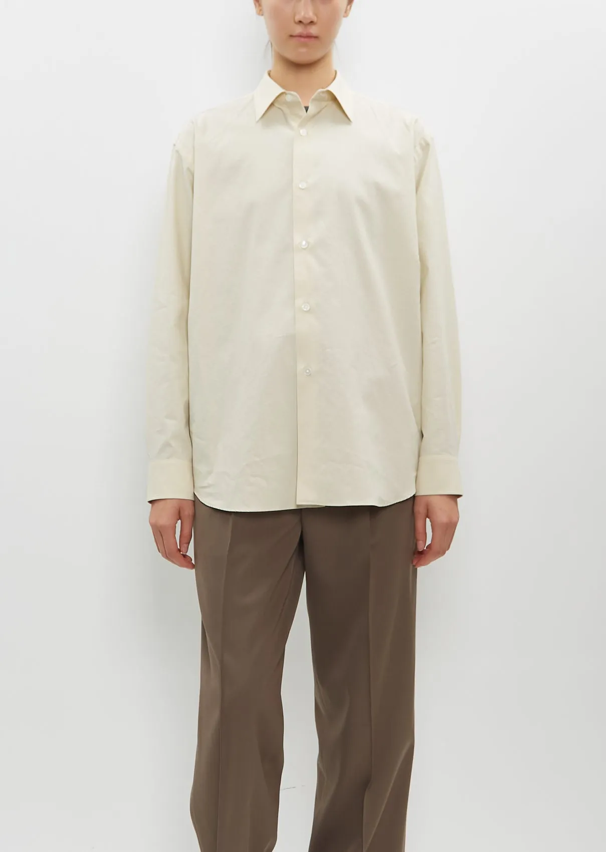 Washed Finx Twill Shirt – Light Beige sold by La Garconne
