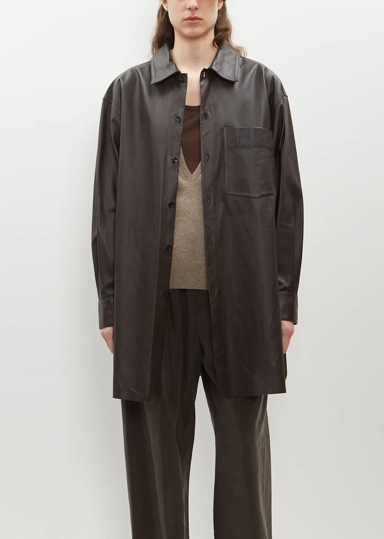 Leather Overshirt sold by La Garconne