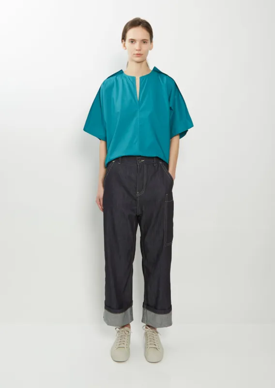 Prague Denim Patched Pant sold by La Garconne