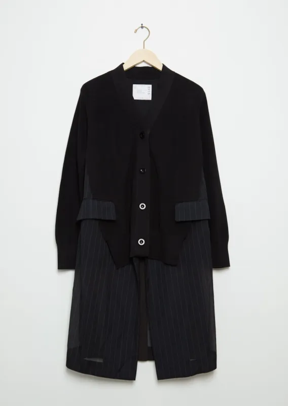 Chalk Stripe x Knit Cardigan — Navy sold by La Garconne