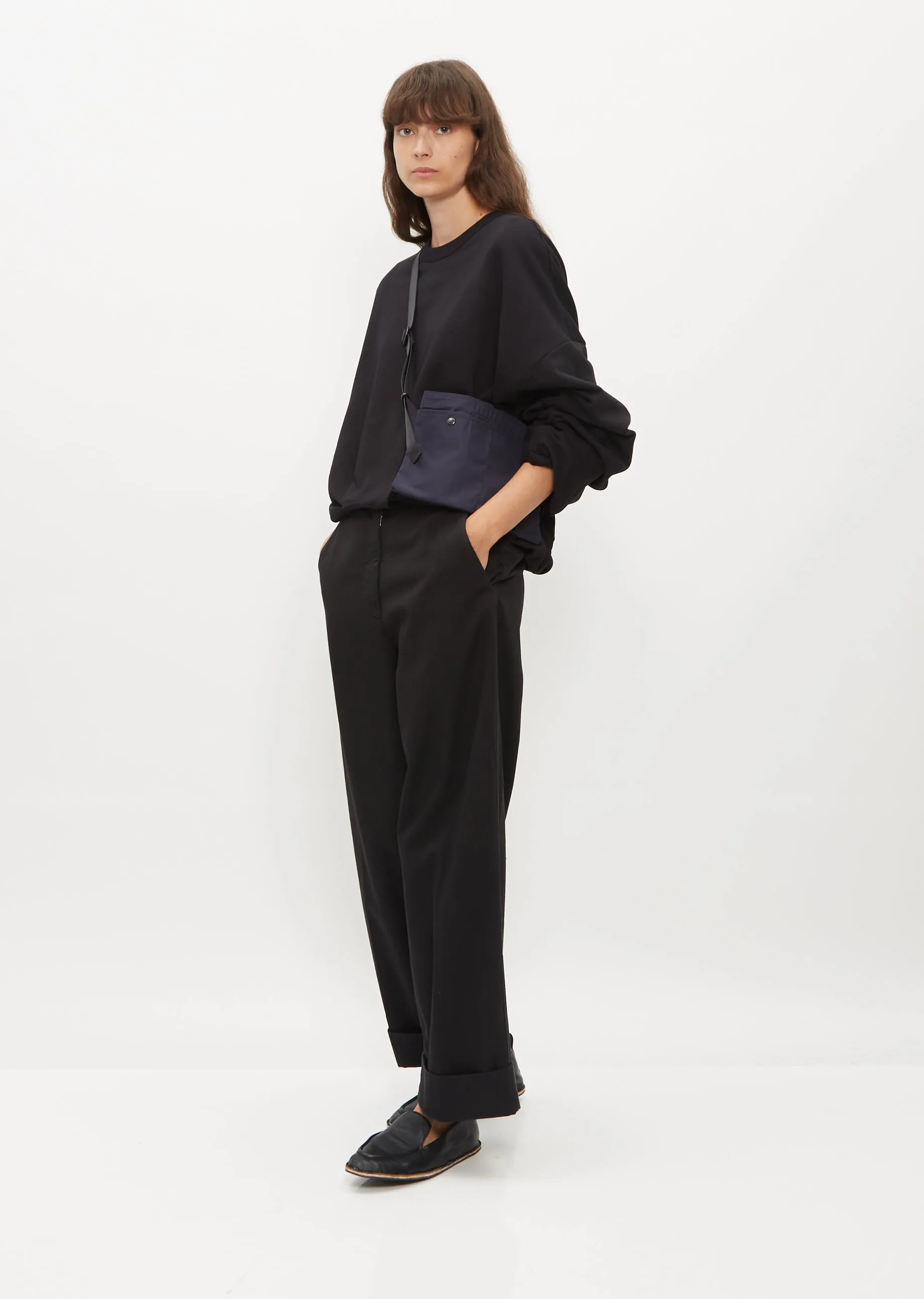 Exclusive Gabardine Sacoche — Navy sold by La Garconne