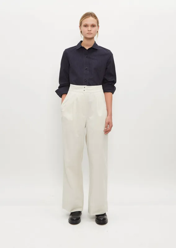 Pleated Wide Leg Trouser — Chalk sold by La Garconne