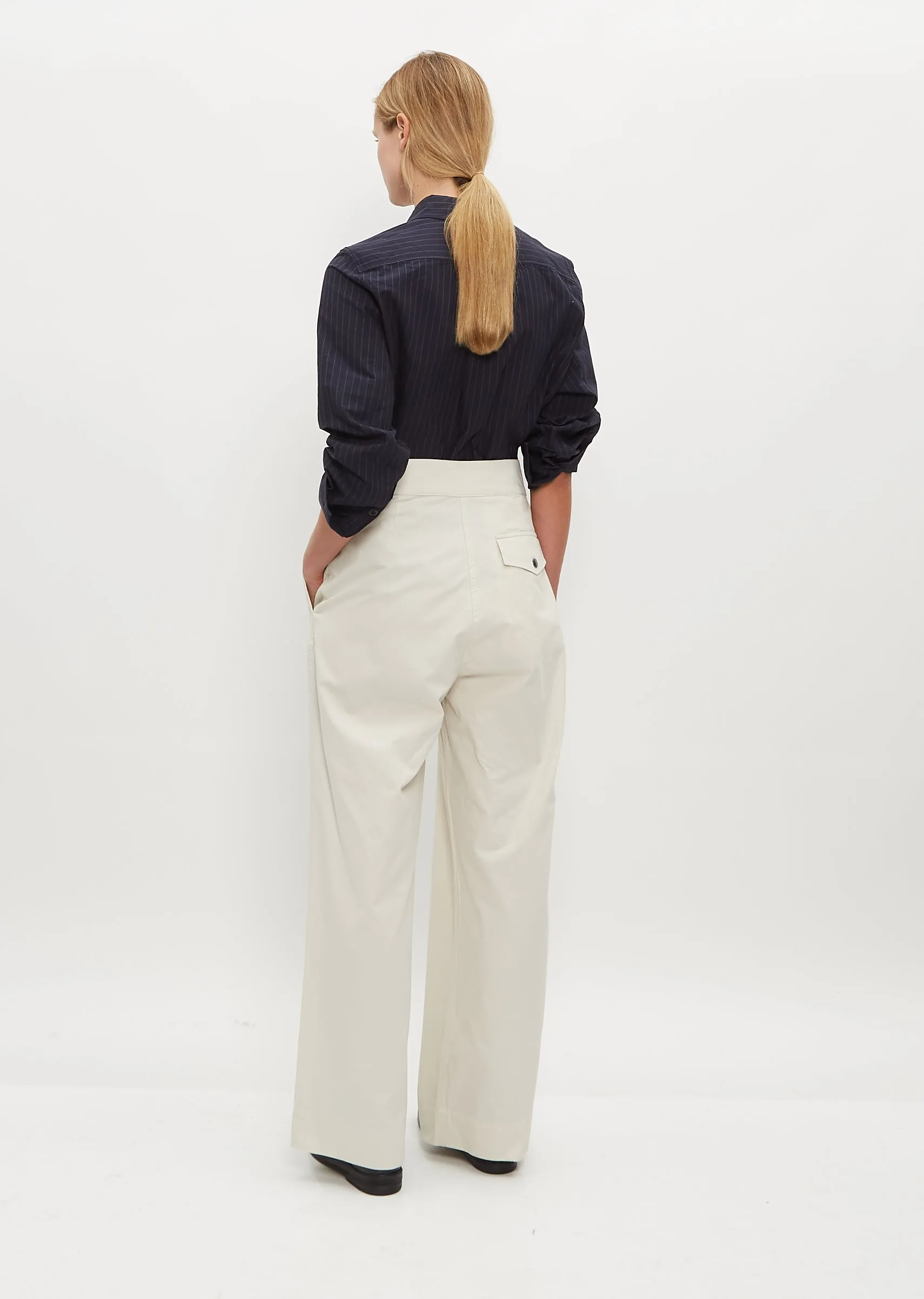 Pleated Wide Leg Trouser — Chalk sold by La Garconne product image thumbnail 3