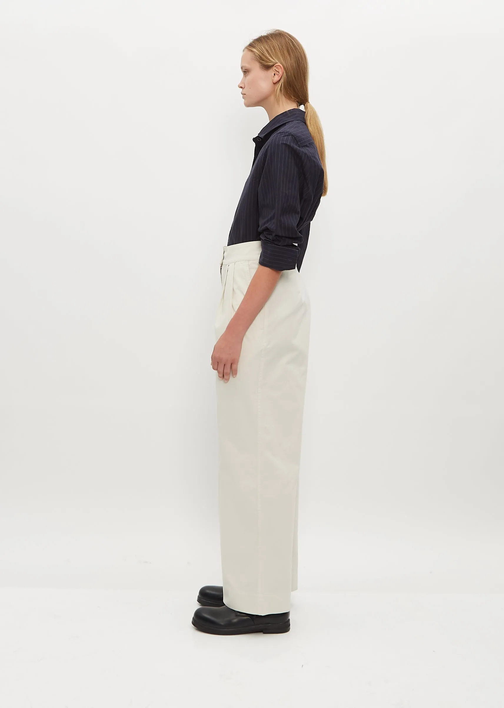 Pleated Wide Leg Trouser — Chalk sold by La Garconne product image thumbnail 2