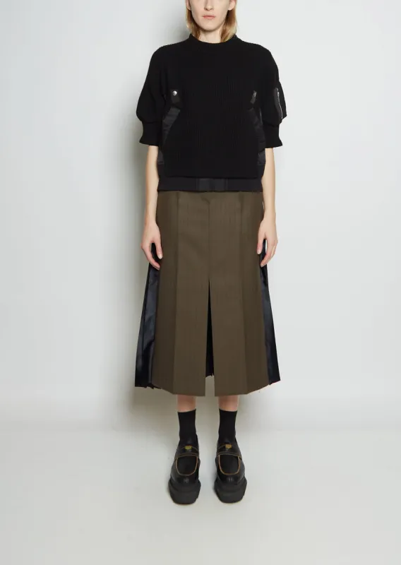 Nylon Twill x Wool Knit Pullover sold by La Garconne