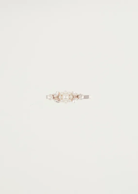 Mini Flower Hair Clip — Pearl/Crystal sold by La Garconne