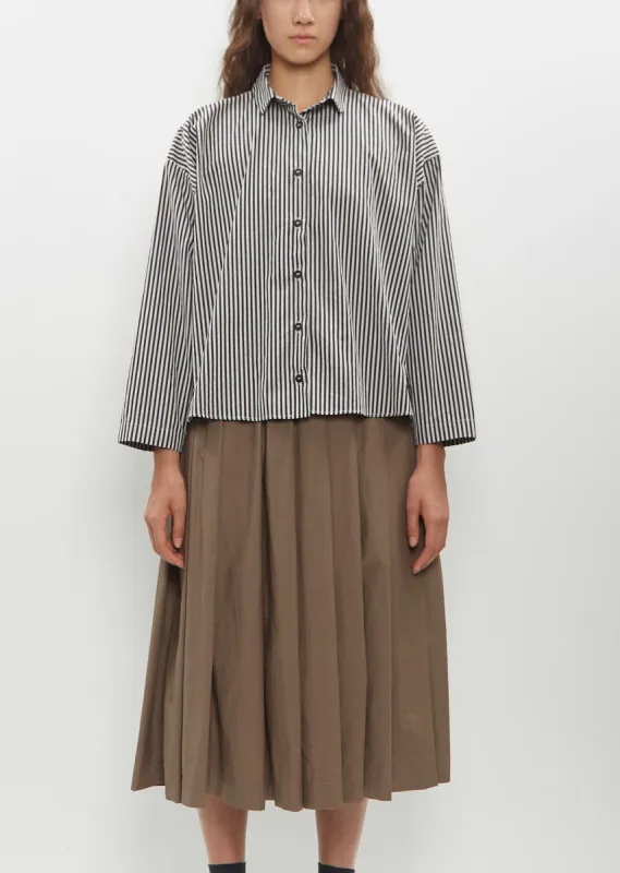 Short Overshirt — Black Stripe sold by La Garconne