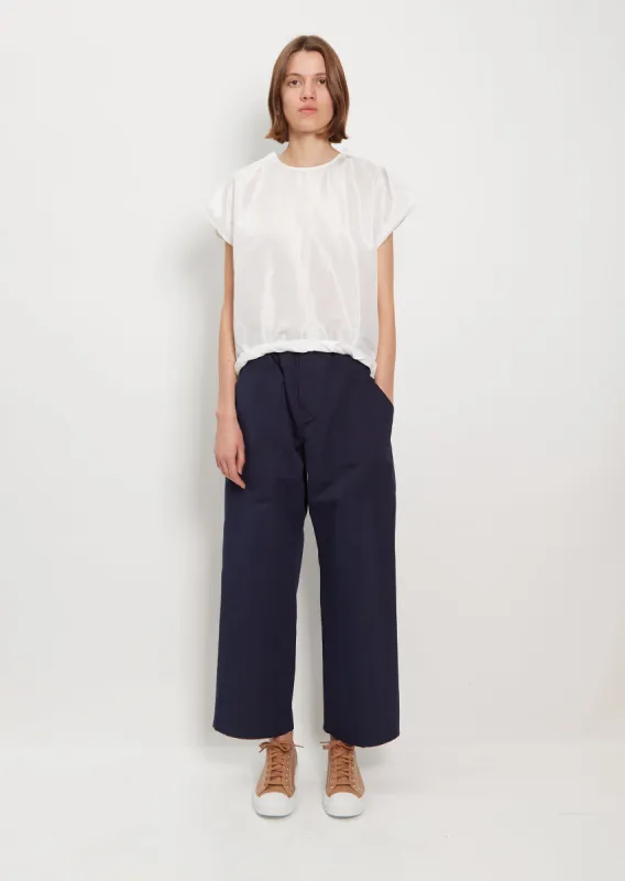 Power Wide Patch Cotton Taffeta Pant — Dark Navy sold by La Garconne