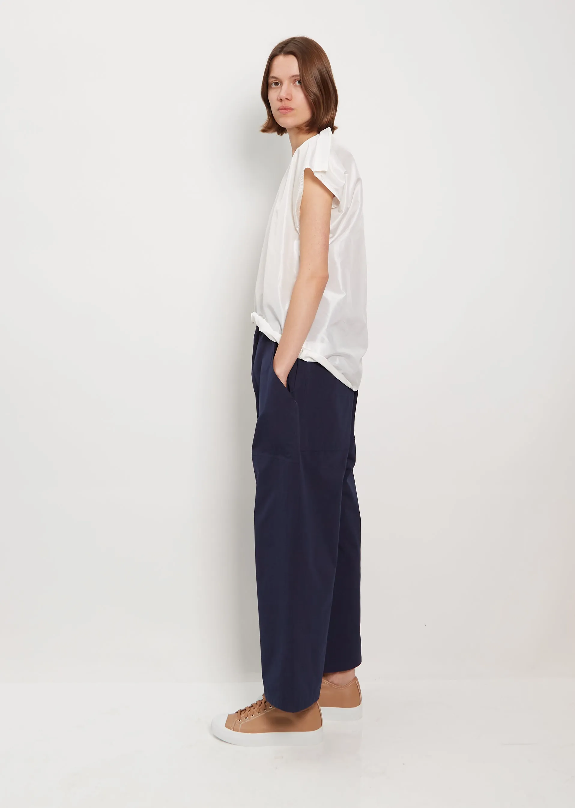 Power Wide Patch Cotton Taffeta Pant — Dark Navy sold by La Garconne product image thumbnail 2
