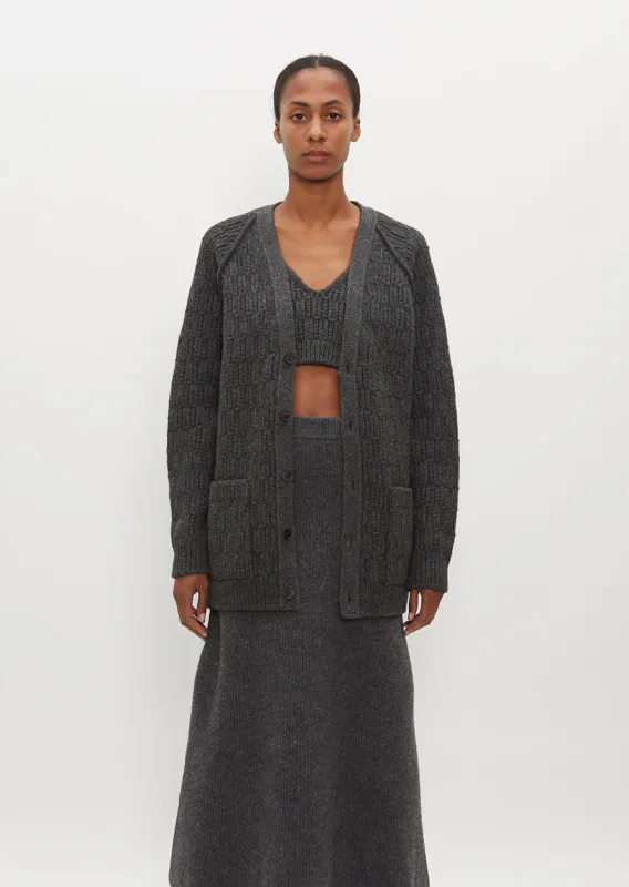 Wool Cord Rib Knit Cardigan sold by La Garconne