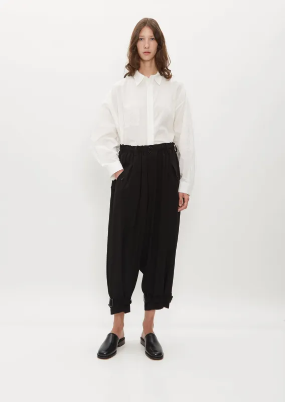 Gathered Hem Belted Pants — Black sold by La Garconne