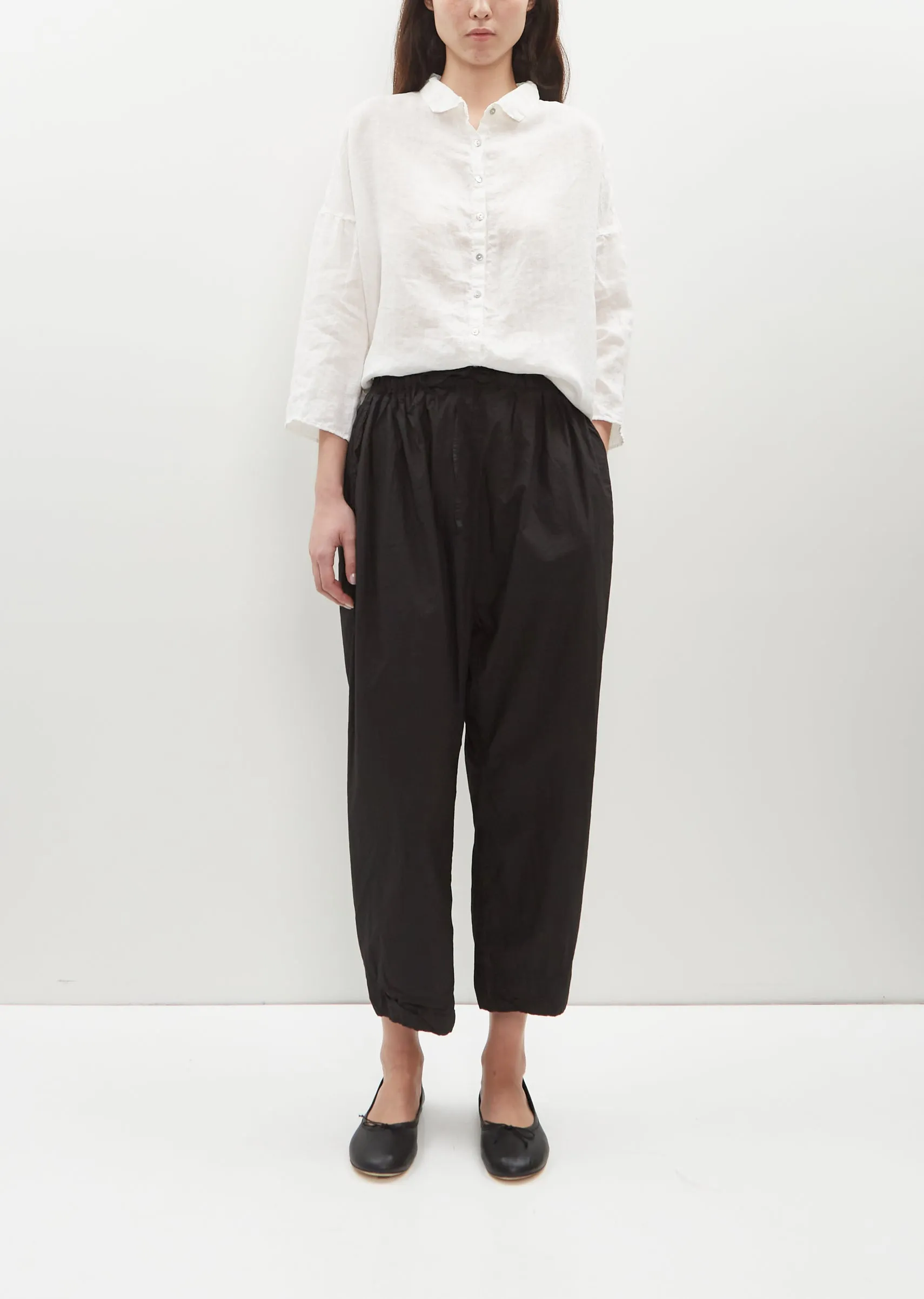 Braghe Tissue Cotton Pants — Black sold by La Garconne