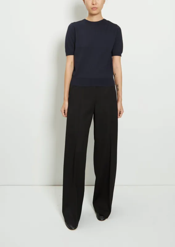 Paolo Wool & Silk Top — Dark Navy sold by La Garconne