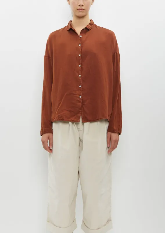 Silk Cotton Short Collar Shirt — Rust sold by La Garconne