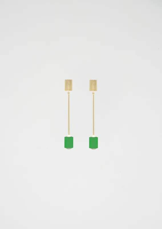 Deco Cilindro Earrings — Green Agate sold by La Garconne