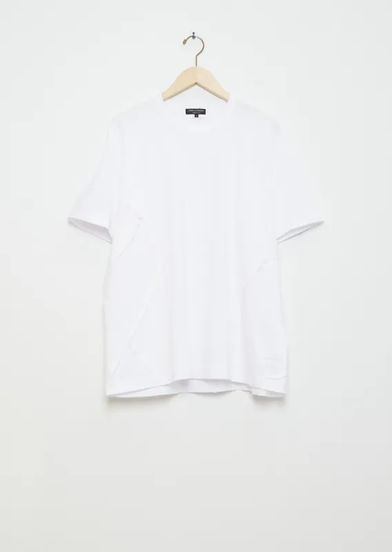 Stitch Paneled T-Shirt — White sold by La Garconne