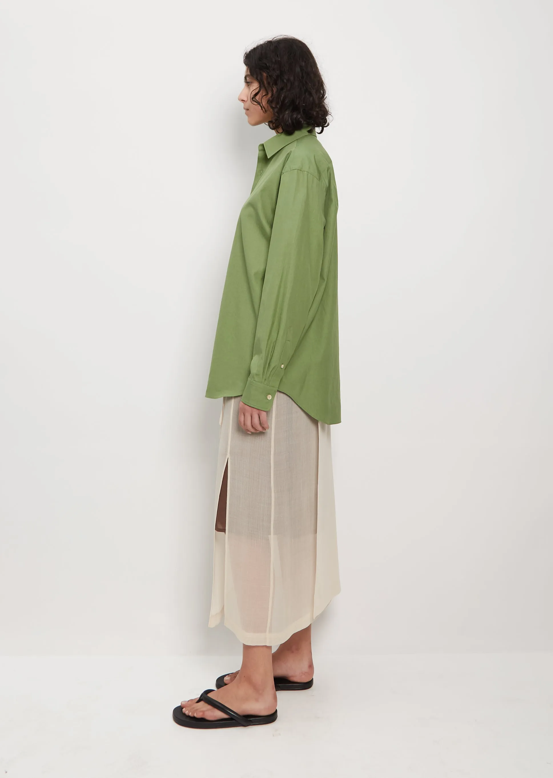 Cotton Twill Shirt — Khaki Green sold by La Garconne product image thumbnail 2