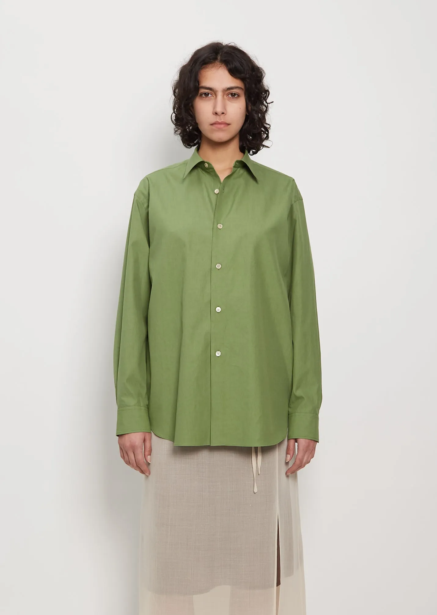 Cotton Twill Shirt — Khaki Green sold by La Garconne