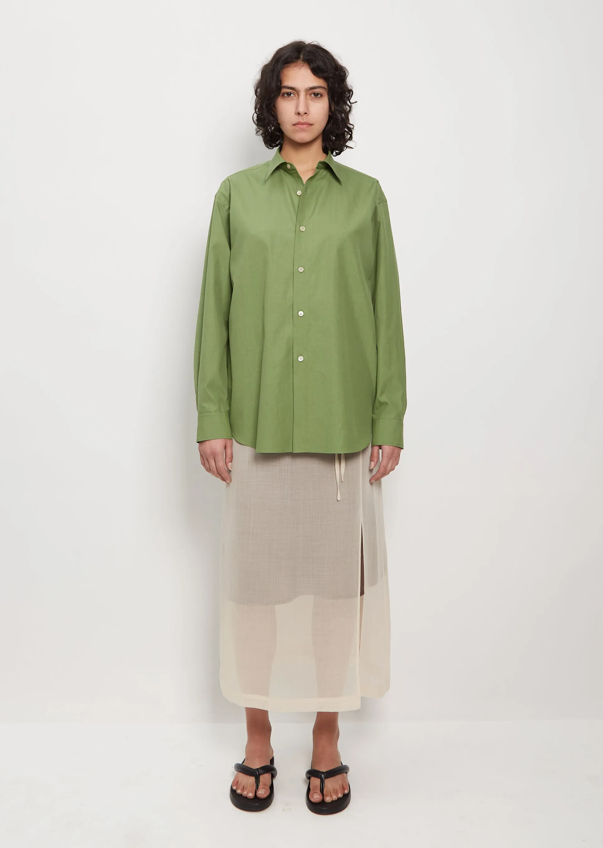 Cotton Twill Shirt — Khaki Green sold by La Garconne product image thumbnail 4