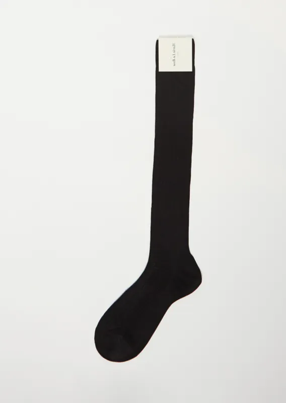 Knee High One Ribbed Socks — Nero sold by La Garconne