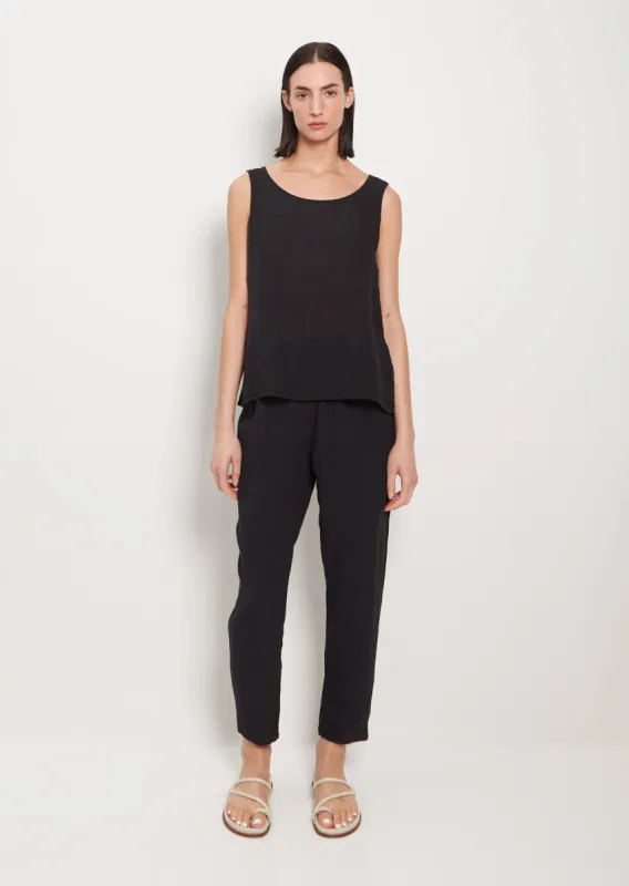 Lili Linen Simple Pant — Navy sold by La Garconne