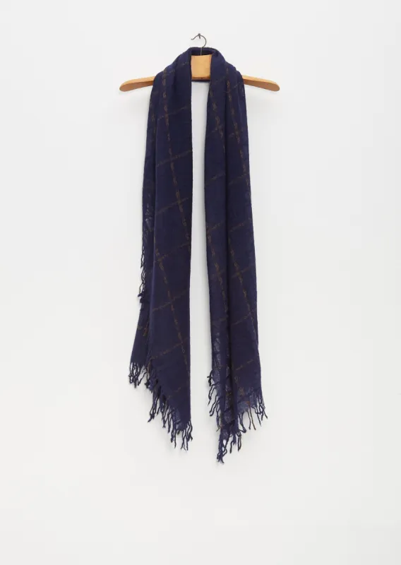 Plaid Cashmere Scarf — Navy sold by La Garconne