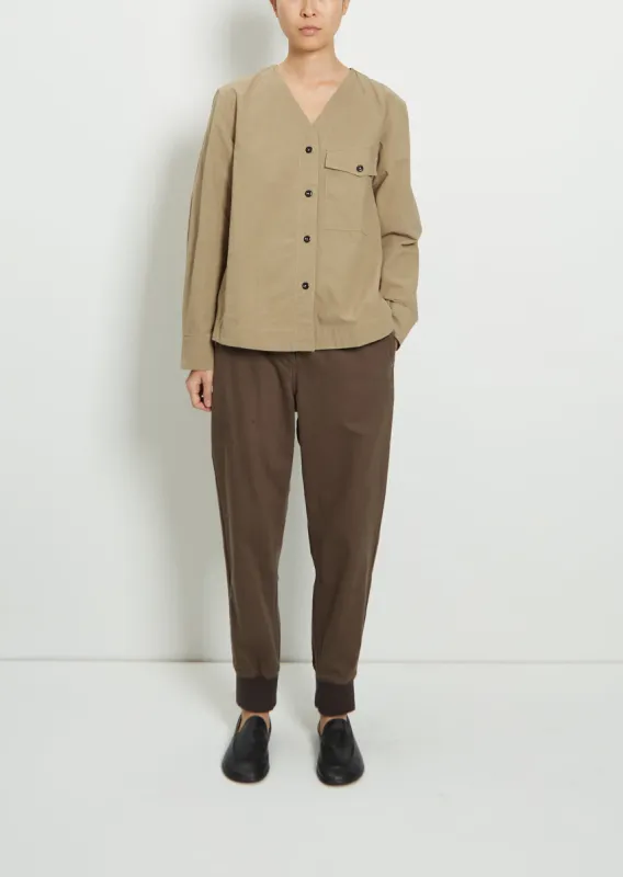 Long Sleeve Collarless Scout Shirt — Mouse sold by La Garconne
