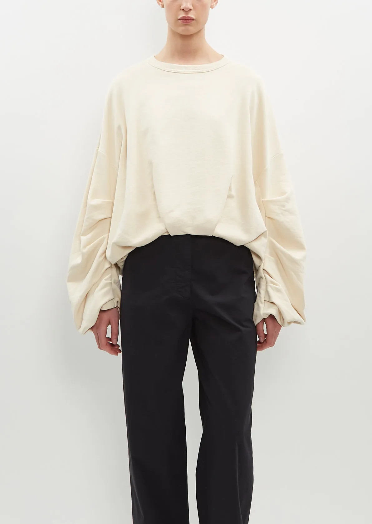 Hannett Draped Cotton Sweatshirt — Ivory sold by La Garconne